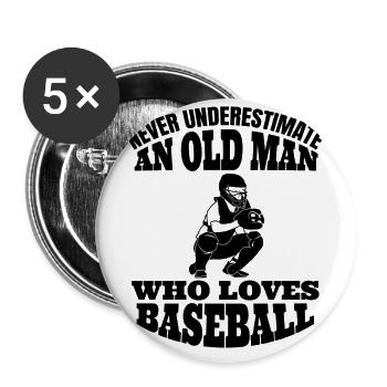 Baseball Baseballliebhaber Sport Baseballspieler - Buttons groß 56 mm (5er Pack) - Weiß - Vorne