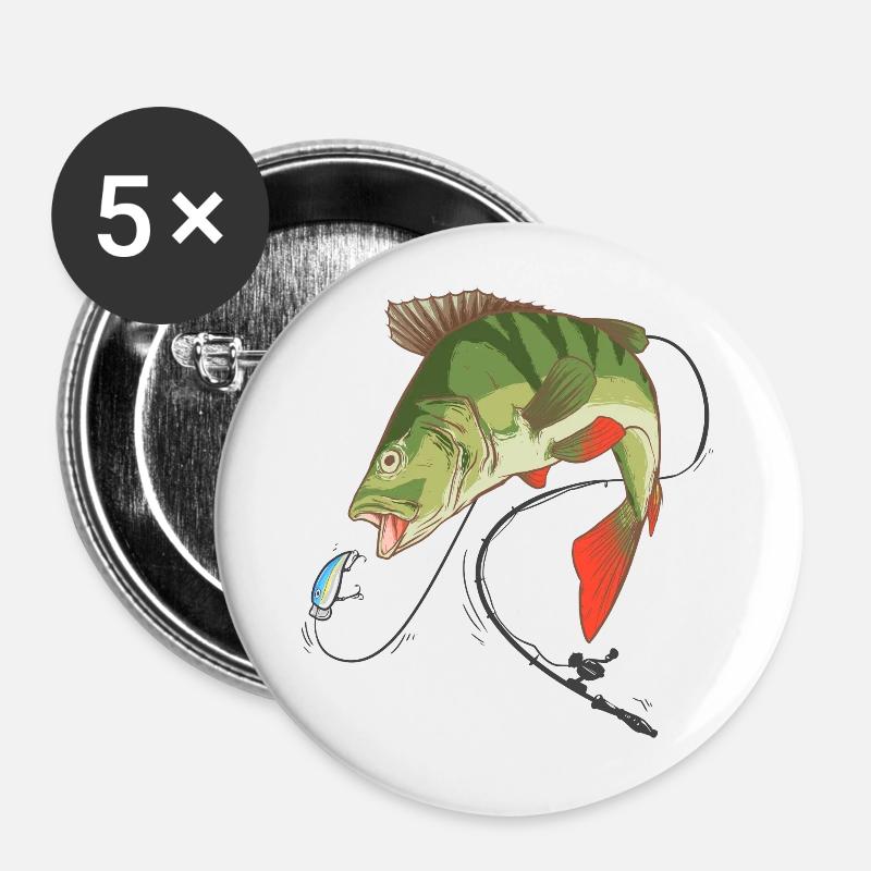Perch Perch Angler with Wobbler - Buttons large 2.2''/56 mm (5-pack) - white