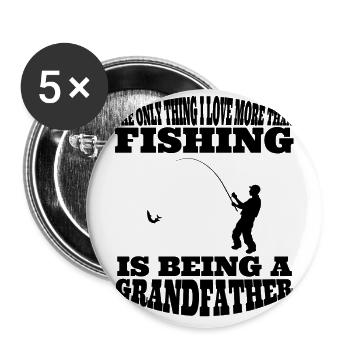 Angler Grandfather Fishing Hook Fishing Gift Grandpa - Buttons large 2.2''/56 mm (5-pack) - white - Front