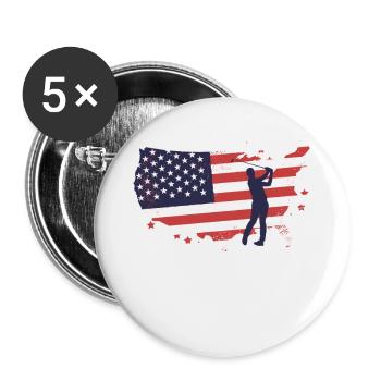 Drapeau américain golfeurs - Lot de 5 grands badges (56 mm) - blanc - Devant