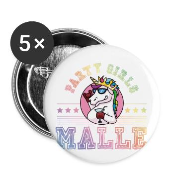 malle party crew unicorn girls - Buttons large 2.2''/56 mm (5-pack) - white - Front