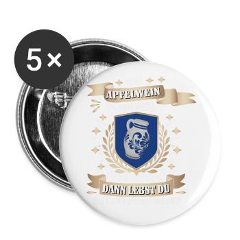 Hessischer Äppler, Apfelwein - Buttons groß 56 mm (5er Pack) - Weiß - Vorne