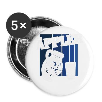 Hessischer Äppler, Apfelwein - Buttons groß 56 mm (5er Pack) - Weiß - Vorne