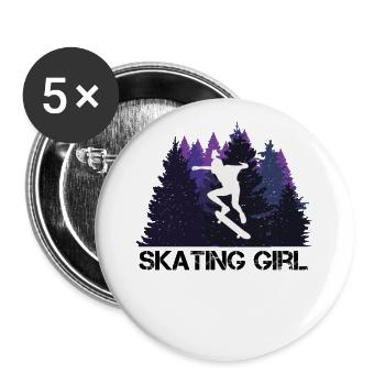 Skateboard filles dans la belle nature - Lot de 5 grands badges (56 mm) - blanc - Devant