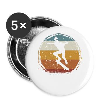 Rétro vintage skateboard fille - Lot de 5 grands badges (56 mm) - blanc - Devant