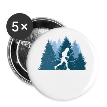 Nordic walking in beautiful nature - Buttons large 2.2''/56 mm (5-pack) - white - Front