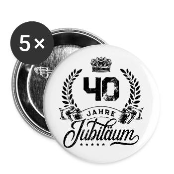 40 Zahl Kranz - Buttons groß 56 mm (5er Pack) - Weiß - Vorne