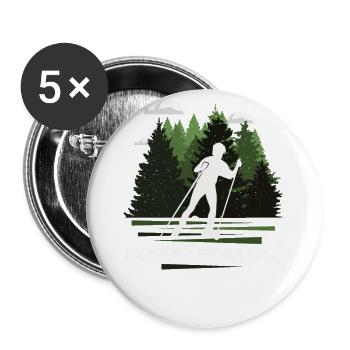 Nordic Skating, wundervolle Natur - Buttons groß 56 mm (5er Pack) - Weiß - Vorne