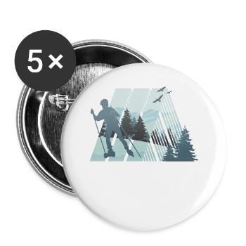 Nordic Skating, wundervolle Natur - Buttons groß 56 mm (5er Pack) - Weiß - Vorne