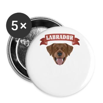 Schoko Labrador, Lab Dad, Hundepapa - Buttons groß 56 mm (5er Pack) - Weiß - Vorne