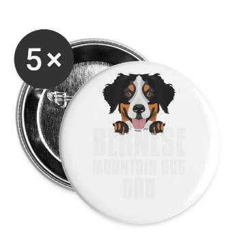 Berner Sennenhund Dad, Hundepapa - Buttons groß 56 mm (5er Pack) - Weiß - Vorne