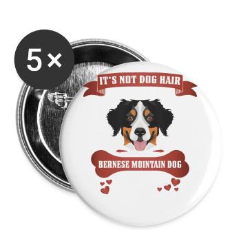 Chien de chien de chien bernois paillettes - Lot de 5 grands badges (56 mm) - blanc - Devant