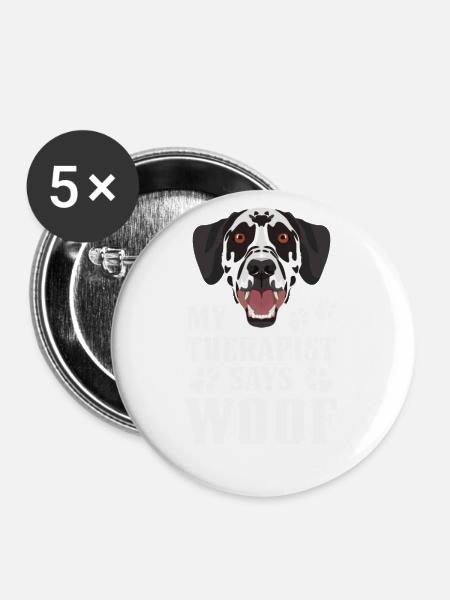 My therapist makes Wuff, Dalmatian - Buttons large 2.2''/56 mm (5-pack) - white
