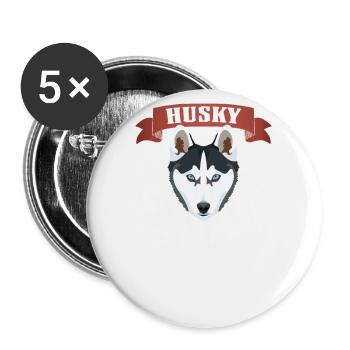 Husky Dad, Hundepapa - Buttons groß 56 mm (5er Pack) - Weiß - Vorne