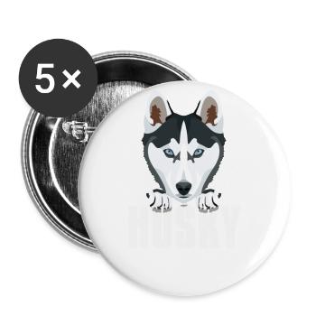 Smiling husky - Buttons large 2.2''/56 mm (5-pack) - white - Front
