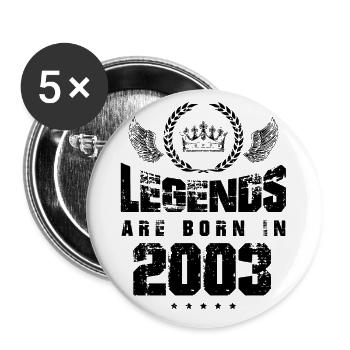 2003 legends born in - Lot de 5 grands badges (56 mm) - blanc - Devant