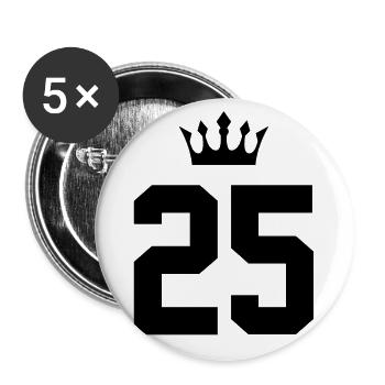 25 Zahl Krone - Buttons groß 56 mm (5er Pack) - Weiß - Vorne