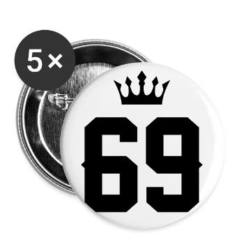 69 Zahl Krone - Buttons groß 56 mm (5er Pack) - Weiß - Vorne