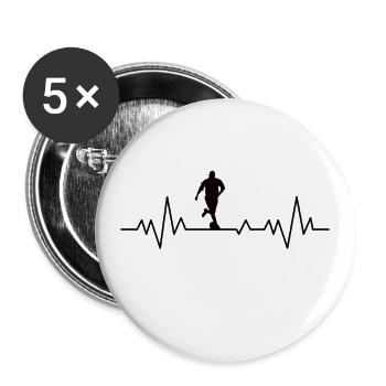 Fußball Fußballtrainer Herzschlag Fußballspieler - Buttons groß 56 mm (5er Pack) - Weiß - Vorne