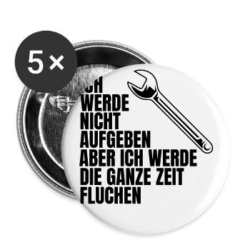Werkzeug Schraubenschlüssel Handwerk Handwerker - Buttons groß 56 mm (5er Pack) - Weiß - Vorne