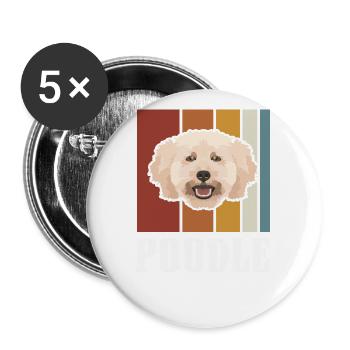 Smiling dwarf poodle retro - Buttons large 2.2''/56 mm (5-pack) - white - Front
