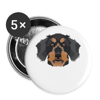 Lächelnder Rauhaardackel - Buttons groß 56 mm (5er Pack) - Weiß - Vorne