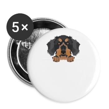 Lächelnder Rauhaardackel - Buttons groß 56 mm (5er Pack) - Weiß - Vorne