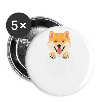 Shiba Inu Maman, maman chien - Lot de 5 grands badges (56 mm) - blanc - Devant