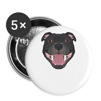 Staffordshire Bull Terrier souriant - Lot de 5 grands badges (56 mm) - blanc - Devant