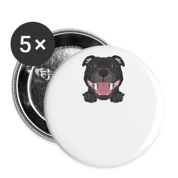 Staffordshire Bull Terrier souriant - Lot de 5 grands badges (56 mm) - blanc - Devant