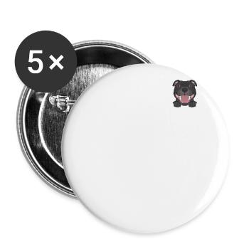 Staffordshire Bull Terrier dans la poche de la poitrine - Lot de 5 grands badges (56 mm) - blanc - Devant