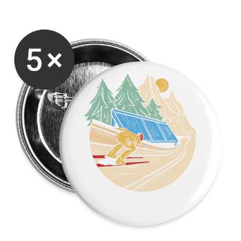 Skispringer auf der Sprungschanze, Zieeeehhh - Buttons groß 56 mm (5er Pack) - Weiß - Vorne
