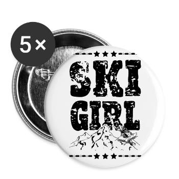 Ski Girl - Lot de 5 grands badges (56 mm) - blanc - Devant