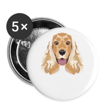 Lächelnder English Cocker Spaniel - Buttons groß 56 mm (5er Pack) - Weiß - Vorne