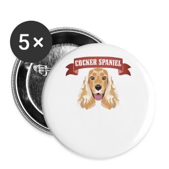 English Cocker Spaniel Dad, Hundepapa - Buttons groß 56 mm (5er Pack) - Weiß - Vorne
