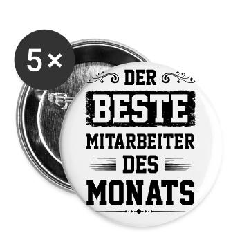 Mitarbeiter des Monats - Buttons groß 56 mm (5er Pack) - Weiß - Vorne