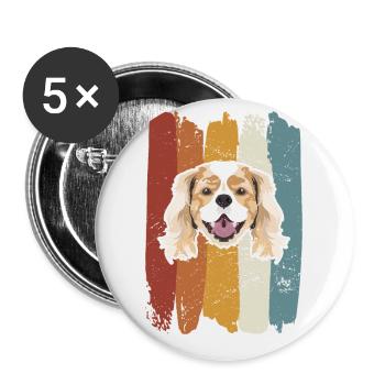 Lächelnder Cavalier King Charles Spaniel retro - Buttons groß 56 mm (5er Pack) - Weiß - Vorne