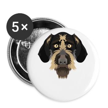 Smiling German wire hair - Buttons large 2.2''/56 mm (5-pack) - white - Front