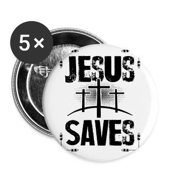 Jésus sauve - Lot de 5 grands badges (56 mm) - blanc - Devant