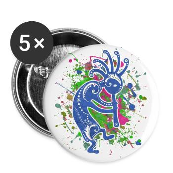 Amérindiens Kokopelli - Éclaboussures colorées 1 - Lot de 5 grands badges (56 mm) - blanc - Devant