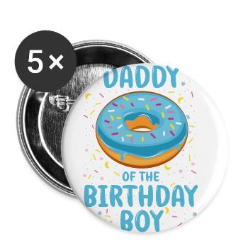 Père du garçon d’anniversaire Garçon - Lot de 5 grands badges (56 mm) - blanc - Devant