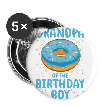 Grand-père du garçon d’anniversaire garçon - Lot de 5 grands badges (56 mm) - blanc - Devant