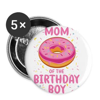 Mère du garçon d’anniversaire - Lot de 5 grands badges (56 mm) - blanc - Devant