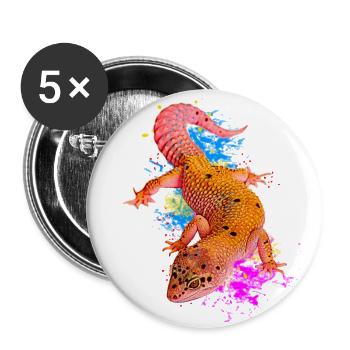 Leopard Gecko Aquarelle Reptile Keeper - Lot de 5 grands badges (56 mm) - blanc - Devant
