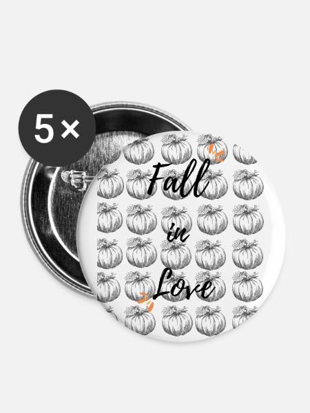 Fall in Love/ Herbst/ Herbstliebe - Buttons groß 56 mm (5er Pack) - Weiß