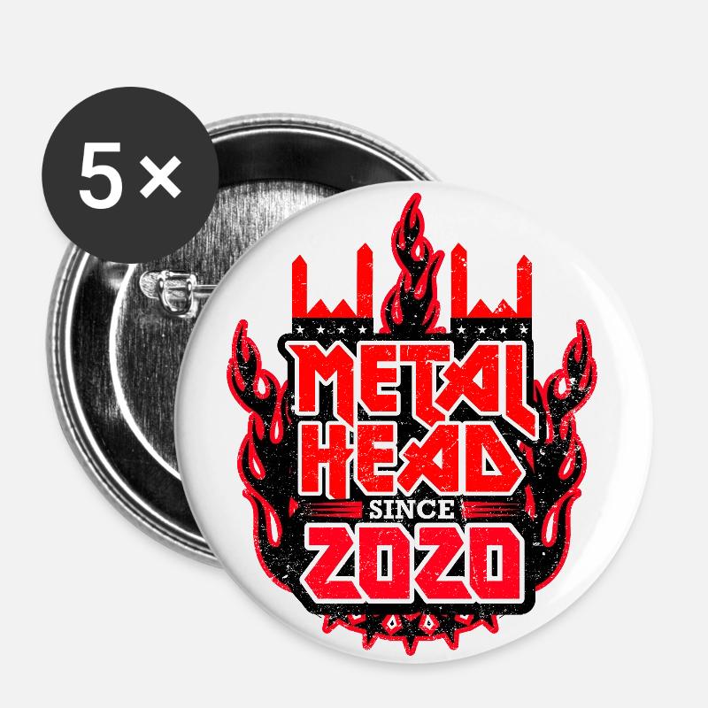 METALHEAD since 2020 - Buttons large 2.2''/56 mm (5-pack) - white