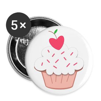 Sweet Cupcake, Sweets, Dessert - Buttons large 2.2''/56 mm (5-pack) - white - Front