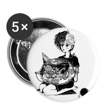 Anniversaire - Lot de 5 grands badges (56 mm) - blanc - Devant
