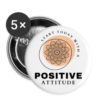 POSITIVE EINSTELLUNG MINDSET Motivation - Lot de 5 grands badges (56 mm) - blanc - Devant
