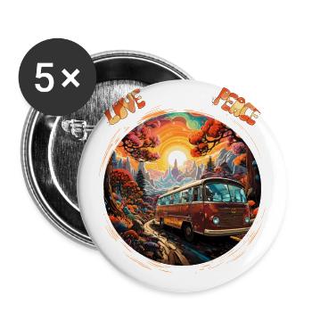 Zeitreise in die 70er: Authentisches Retro-Design - Buttons groß 56 mm (5er Pack) - Weiß - Vorne